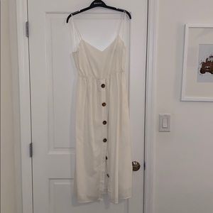 Zara white strapless linen dress